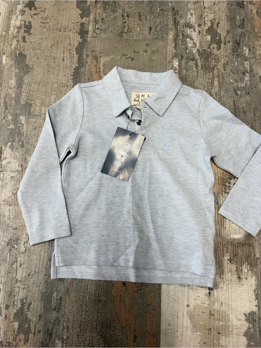 Kids NWT Sz 3/4 Me & Henry Light Blue Long Sleeve Polo